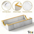 Fete Marble Tray for Bathroom - Guest Towel Holder Tray - 4 x 10 - White Marble - color: Marble Holder
