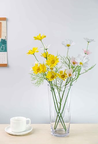 CYS EXCEL 10" Clear Glass Cylinder Vase Taper Down Flower Vase with 5" Wide Opening Elegant Centerpiece for Weddings, Events, and Home Décor - size: 10"H x 5"O x 3.5"B