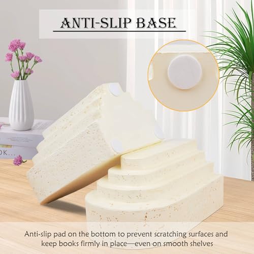 Book Ends for Shelves, Decorative Bookends Modern Resin Non-Slip Bookends Stopper Holder Stand for Office, Library, Home Decor Set of 2 (Beige)