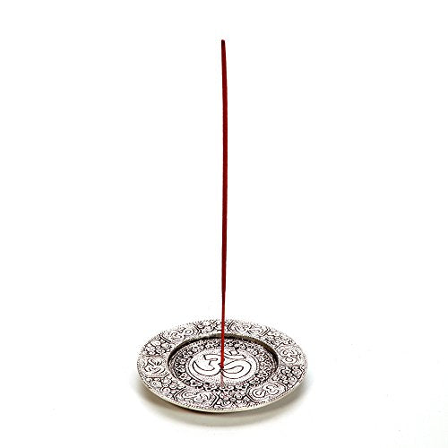 Hosley Tibetan Style Aluminum Incense Sticks Burner for Aromatherapy and Home Ambiance Aged Silver Finish 4.5" Diameter - color: Silver