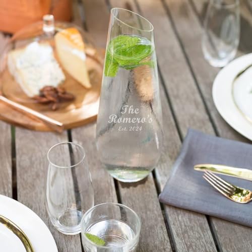 Orrefors Personalized 27oz Enjoy Carafe, Custom Engraved 27oz Crystal Carafe, Wine Decanter, Water Pitcher, or Vase for Flowers, Elegant Home Decor