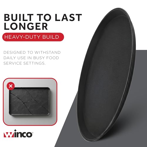 Winco TFG-14K Round Fiberglass Tray with Non-Slip Surface, 14-Inch, Black - color: Black, size: 14"