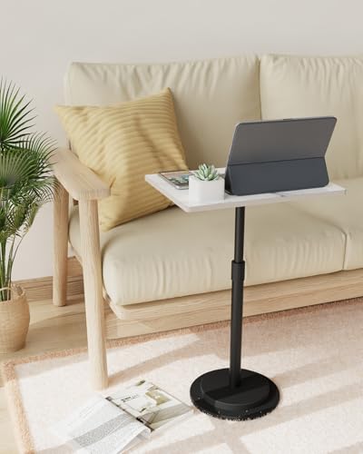 Small Side Table, Height Adjustable Nightstand, Square Indoor Metal Plant Stand, for Living Room, Bedroom, Office, Bathroom, 1 Pack, White, GBZ001RW-1 - color: White, size: Rectangle