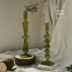Candle Stick Candle Holder, Glass Candle Holders for Table Centerpiece, Modern Style Green Candle Holder Mixed 4pcs - color: Green