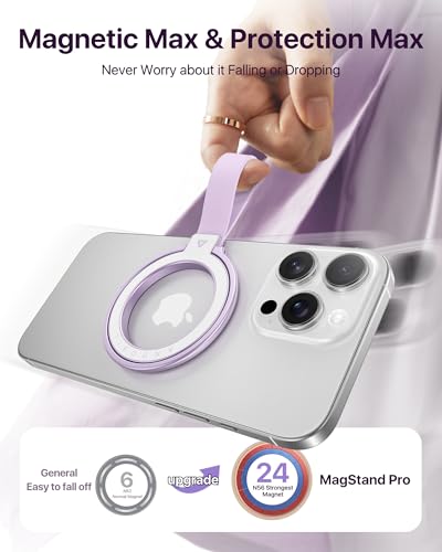 andobil [2026 Unrivaled Stability] Magnetic Phone Grip Holder for MagSafe Ring Stand Holder Kickstand Compatible with MagSafe Accessories for iPhone 17 Air 16 Pro Max Plus 15 14 13 12&Android, Purple - color: Purple