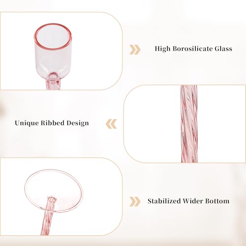 Glasseam Glass Candlestick Holders Pink: Set of 4 Tall Taper Candle Holders for Candlesticks Decorative Tapered Candles for Table Centerpiece Wedding Christmas Home Decor - color: Pink