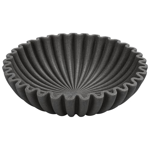 YMXYJM Large Decorative Bowl, Modern Handicraft Bowls for Home Decor, Decorative Fruit Bowl for Kitchen, Ruffle Bowl Decor, Stylish Key bowl for Entry Table, Artificial Stone Black - color: Stone Black