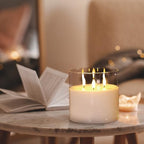 Eywamage 3 Wick Clear Glass Flameless Candle with Remote, Large Flickering LED Battery Pillar Candle Φ 6" H 6" - color: Clear Glass