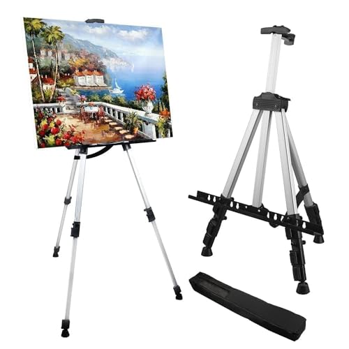 Art Easel Stand for Painting and Sign - RRFTOK 17 to 66 Inch Adjustable Aluminum Tripod Easels for Display, Portable Canvas and Poster Stand with Carry Bag for Beginners, Students and Classroom Use - style: 66S 1-Pack