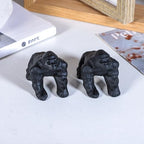 Nupuyai Hand Carved Gorilla Statue for Home Decor, Natural Black Obsidian Crystal Figurine Stone Sculpture Decoration for Fengshui - style: Gorilla