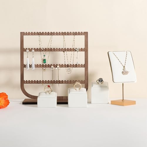 GemeShou 3pcs White Ring Display Stand for Selling, PU Leather Jewelry Ring display holder, Jewelry ring storage organizer for boutique store or Home Decor【Square-3 pcs】 - style: square