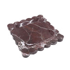 Square Marble Decorative Tray with Scalloped Edge, Luxury Natural Stone Bathroom Vanity Tray, Dresser Top Perfume Coffee Home Kitchen Sink Tray, Key Trinket Ring - color: Rosso Lepanto