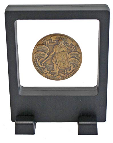 3D Floating Frame Flexible Single Medallion Medal Challenge Coin Poker Chip Guitar Piick Display Case Stand Holder Magic Suspension Box Black-Square Shape