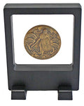 3D Floating Frame Flexible Single Medallion Medal Challenge Coin Poker Chip Guitar Piick Display Case Stand Holder Magic Suspension Box Black-Square Shape