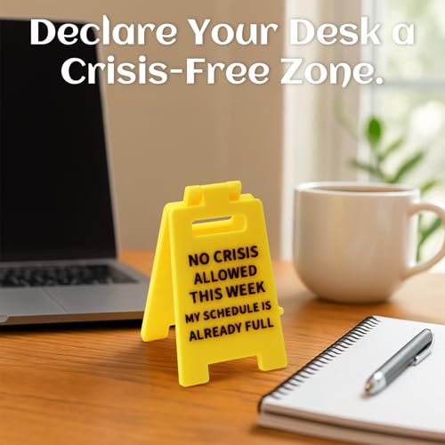 No Crisis Allowed This Week Office Desk Decor Sign, 3D Printed Double-Sided, Motivational Quote Decorations for Cubicle, Funny Coworker Gifts for Women Men, Gag Team Gift for Teammate Employee Boss - color: NO CRISIS ALLOWED