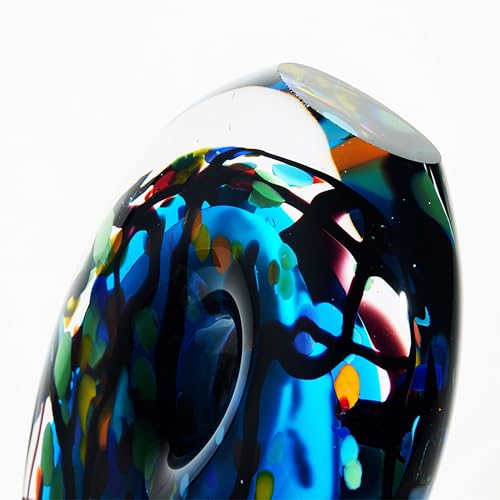Luxury Lane Hand Blown Abstract Hollow Blue Tear Drop Sommerso Art Glass Sculpture for Home Decor 8.5 inch Tall Centerpiece Table Decoration - size: 8.5“ tall