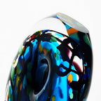 Luxury Lane Hand Blown Abstract Hollow Blue Tear Drop Sommerso Art Glass Sculpture for Home Decor 8.5 inch Tall Centerpiece Table Decoration - size: 8.5“ tall