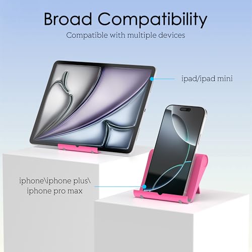Cell Phone Stand for Desk, Foldable and Adjustable Multi-Angle Holder Dock, Universal Compatibility for Most Phone and Tablet, Portable and Sturdy Design for Office and Home (Pink) - color: Pink
