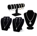 ‌4-Piece Jewelry Stand and Display Set‌,Black velvet,necklace display and bracelet display,exhibidores para joyeria.