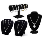‌4-Piece Jewelry Stand and Display Set‌,Black velvet,necklace display and bracelet display,exhibidores para joyeria.