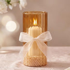 6 Pcs 8 Inch Tall Glass Ribbed Cylinder Vases Clear Floating Candle Flower Vase in Bulk, Hurricane Candle Holder for Wedding Housewarming Gift Table Centerpieces(Amber) - color: Amber, size: 8 Inch