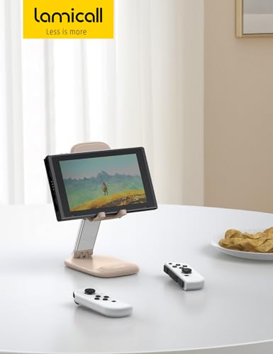 Lamicall Khaki Phone Holder for Desk - Cellphone Stand Khaki Desk Accessories Desktop Office Must Have Compatible Gifts for iPhone, 4-8'' Smartphone - color: Khaki