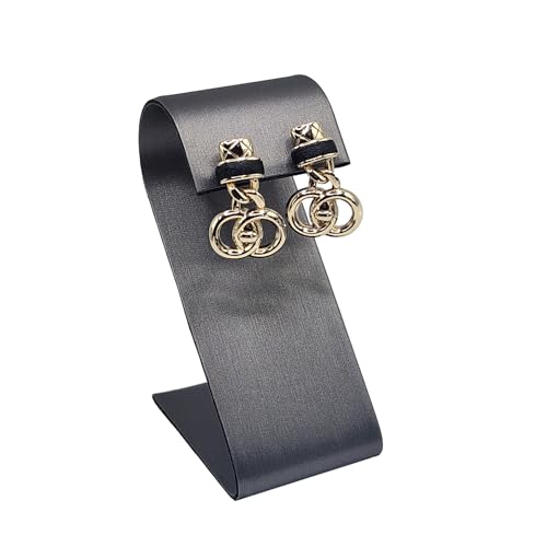 MOOCA 6 Pcs Set Metal Steel Gray Faux Leather Earring Display Stand Displays, Jewelry Organizer Display Holder for Earrings, Steel Gray Color, 2 1/8 W x 1 1/2 D x 3 1/2 H in - color: Steel Gray Faux Leather, Small