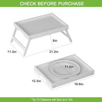 Youpehom Bed Tray Table with Folding Legs,Bamboo Breakfast in Bed for TV Table,Tray,Eating,Snack Tray,Laptop Computer (White, Large) - color: White, size: Large