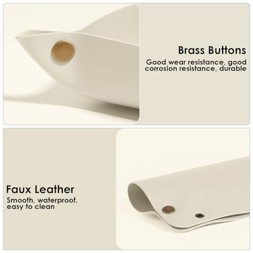 2 Pack (Size:9.84"&7.87") PU Leather Jewelry Valet Tray,Portable Entryway Table Nightstand Desk Tray Catchall Travel Plate Organizer for Phone, Keys, Wallet, Watch,Coin (Beige) - color: Beige