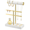 bussdis 2 Tier Bracelet Holder Display - Detachable T Bar White Velvet Bracelet Holder, Jewelry Holder Organizer for Bracelet, Necklace, Earrings, Rings - color: White