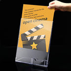 Vicenpal Acrylic Flyer Stand Sign Holder with Business Card Holder 8.5 x 11 Clear Brochure Display Stand with Business Card Pocket for Magazine Pamphlet Booklets Menu Desktop(2 Pcs)