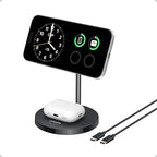 Anker MagSafe Compatible MagGo Charger Stand, iPhone 17 Wireless Charger, 2-in-1 Charging Station, Qi2 Certified 15W Fast Charging, for iPhone 17/16/15/14/13/12, AirPods Pro (Black, No Adapter) - color: Black