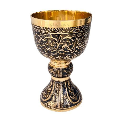 Vintage Chalice Medieval Goblet | 1x Solid Brass Red Wine Glass Cups of Royal King Arthur - Renaissance, Birthday Gifts Christmas Wedding Anniversary Novelty Ceremonial Drinkware (Duke Goblet) - style: Duke Goblet