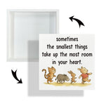 Smallest Things Take Up The Most Room Tabletop Decor 5x5in White Wooden Box Sign, Whimsical Quote Decor for Bedroom Living Room, Freestanding Wood Plaque for Shelf, Minimalist Home Accent