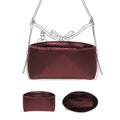 Luxury Silk Purse Organizer for Carryall PM - Silky Smooth Handbag Insert with Hidden Zipper, Lightweight and Supportive Tote Shaper for Elegant Storage(Purple)