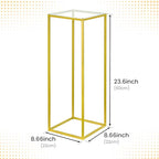 YALLOVE 2 Pack 23.75 Inch Gold Wedding Flower Stand Metal Vase Column Stand Geometric Centerpiece Vase for Home Party Wedding Decorations, Rectangular Flower Display Rack - size: 23.75 Inch