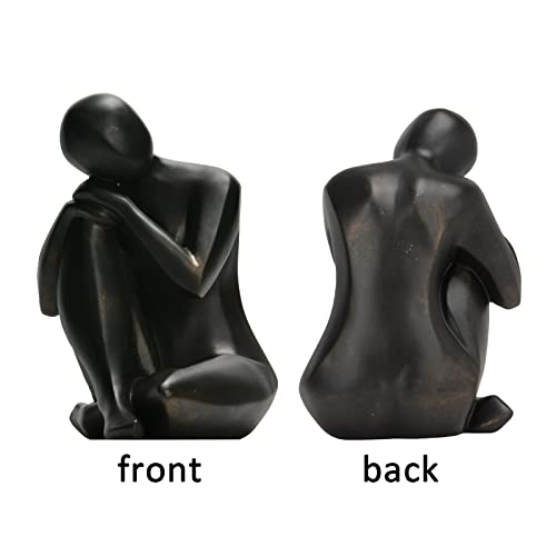 Guichifun Thinker Statue Resin Abstract Sculpture - Collectible Woman Figurine Art Home Office Bookshelf Decorative Objects Desktop Black Decor for Men&Women 5.25 X 6.25 X 8.5 Inch