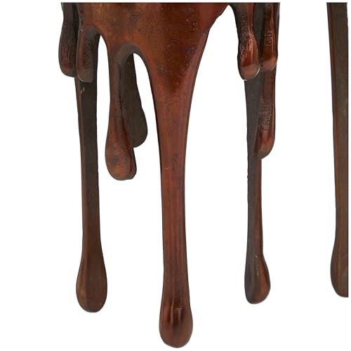 Deco 79 Aluminum Pillar Candle Holder with Dripping Melting Designed Legs, Set of 3 13",10",9"H, Copper