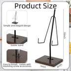 RattanView Picture Stands for Display Metal Frame Wooden Base Plate Holder for Display Wooden Base Black Picture Frame Easel Stand for Home Office Tabletop Book Platter Photo Plaque Holder