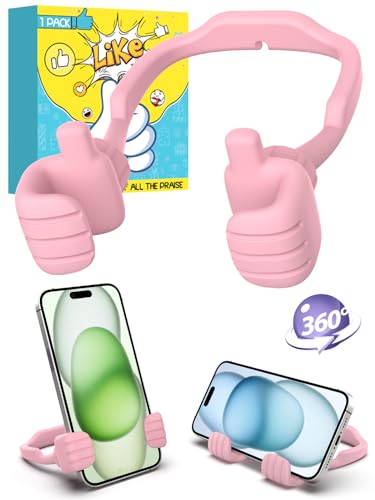 Mom Gifts for Mothers Day Cell Phone Holder Gifts for Teens Girls Boys: Thumbs Up Lazy Phone Stand for Desk Cool Gadgets Fun Birthday Gifts for Grandma Women Wife Adults Men from Son Daughter - color: Pink