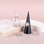 AUEAR, 6 Pack Cone Shape Acrylic for Jewelry Showcase Display Stand (Clear & Black White) - color: Clear & Black & White, size: 6 Pack