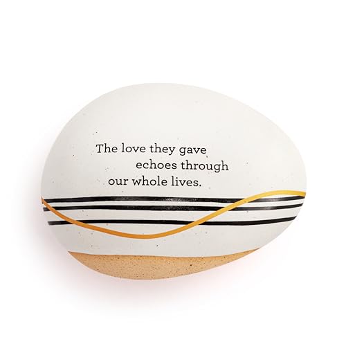 DEMDACO Inspired Everyday Collection The Love They Gave Echoes Through Our Whole Lives Black and Gold 4.5 x 3 Stoneware Decorative Garden Stepping Stone Patio Walkway Sculpture Yard Art - style: Inspired Stone - Remembrance