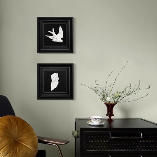 FOLKOR LIFE Black and White Framed Wall Art Sculpture for Home Decor, Classic Bird Decor Hanging Wall Decor Plaque for Modern Farmhouse Vintage Living Room, Bedroom, Hallway, Entryways Decoration - color: Bird Statue