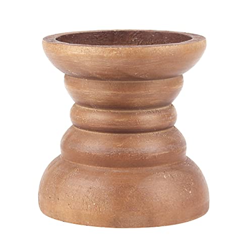 Stonebriar Small Decorative Natural Wood Pillar Candle Holder 4 inch - color: Brown, size: 4 inches