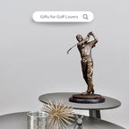14.6'' Modern Golf Man Statue Bronze, Bronze Golfer Figurine Sculpture Ornament with Marble Base - size: 14.6" Man