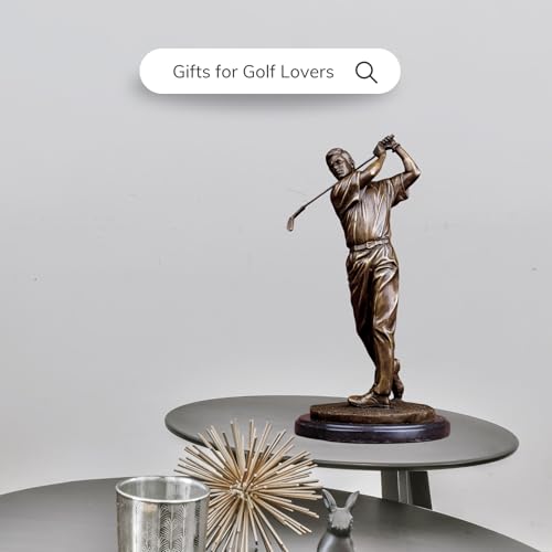14.6'' Modern Golf Man Statue Bronze, Bronze Golfer Figurine Sculpture Ornament with Marble Base - size: 14.6" Man