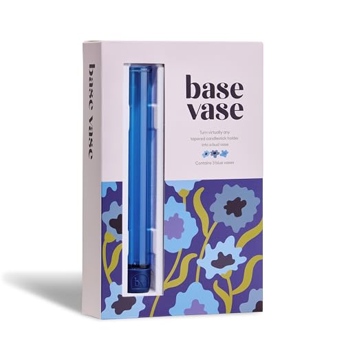 Base Vase (3-Pack) - The Bud Vase that Fits in Taper Candle Holders | Create Floral Arrangements for Tablescapes, Centerpieces, Weddings and Home Decor (Blue) - color: Blue