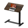 Medical Adjustable Overbed Bedside Table with Casters 90° Tilting Desktop, Pneumatic Mobile Laptop Computer Standing Desk Cart with Tray, Hospital Table(31.5" W x 17.7" D, Mahogany) - color: Mahogany, size: 3218