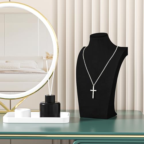 Necklace Bust Stand for Selling, Black Velvet Necklace Display Holder, Jewelry Necklace Organizer Rack for Home Use or Shop Show (13" Height) - color: Black Velvet, size: 13" Height (1pc)
