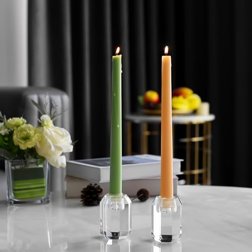 Kitcom Crystal Taper Candle Holders Multiple Faceted Designed Wedding Banquet Decorations for Home W1.97xH2.76 Inches Pack of 2, Comes with Gift Box